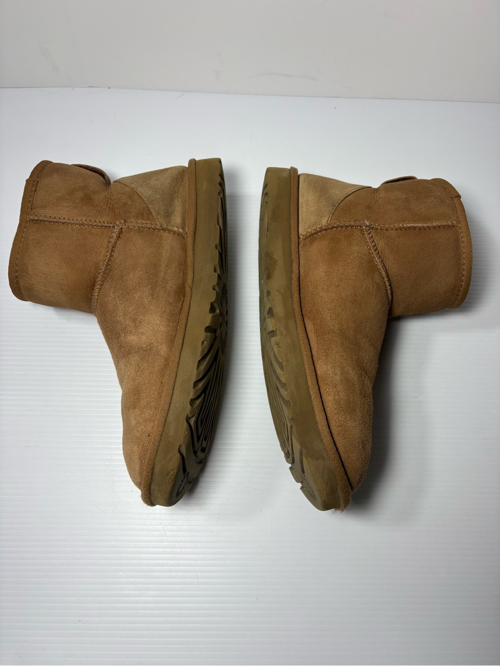 UGG Chestnut Suede Shearling Lined Short Moccasin Boots - Picture 3 of 7